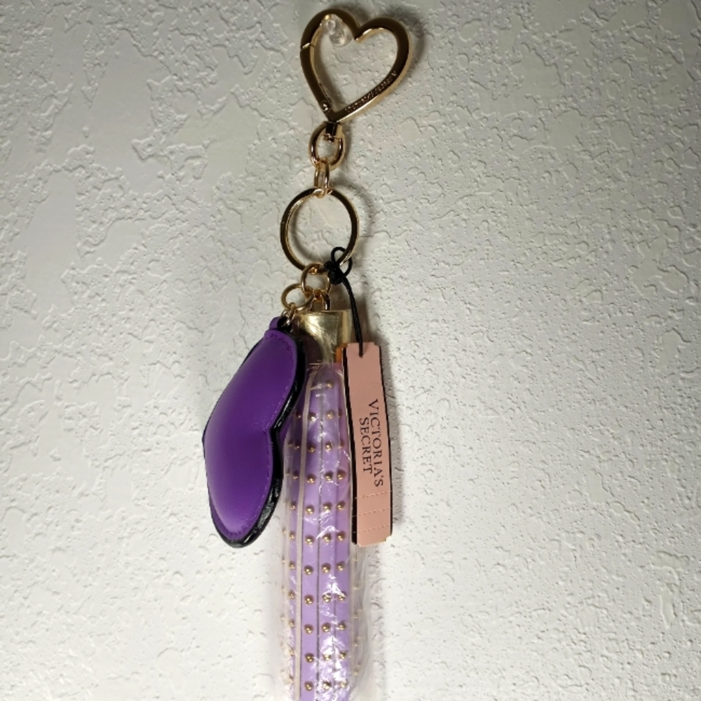 Victoria's Secret, Lilac, Heart Tassel studded Keychain, Bag Charm